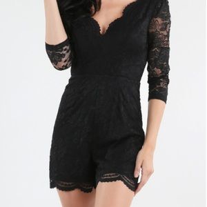 Nikibiki Black Lace Quarter Sleeve Romper